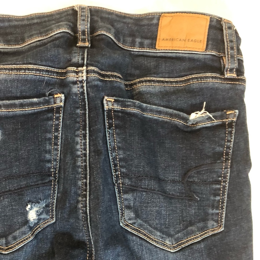 American Eagle Distressed Jeans next level stretch hi-rise jegging crop size 2 - Picture 11 of 12